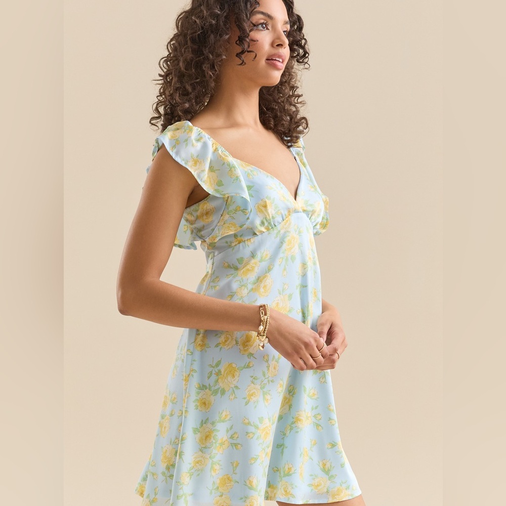 Altar'd State Blue and Yellow Ruffled Tiered Sundress